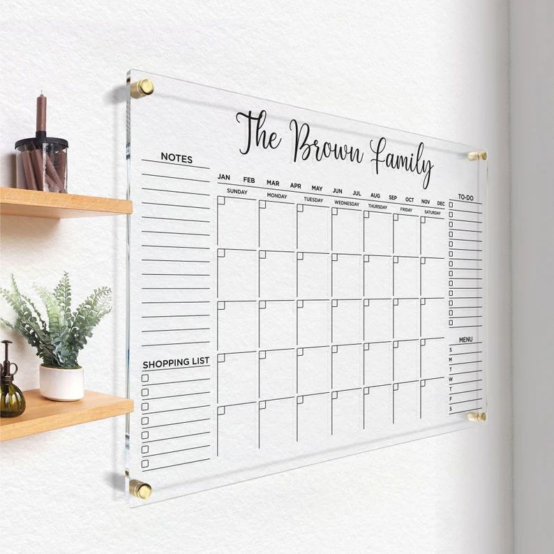 Acrylic Wall Calendar Personalized Family Planner Monthly - Etsy | Etsy (US)