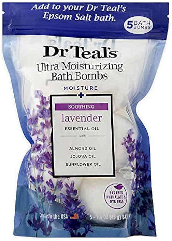 5-Count Ultra Moisturizing Bath Bombs in Lavender with Essential Oils, Repair Damaged Skin | Amazon (US)