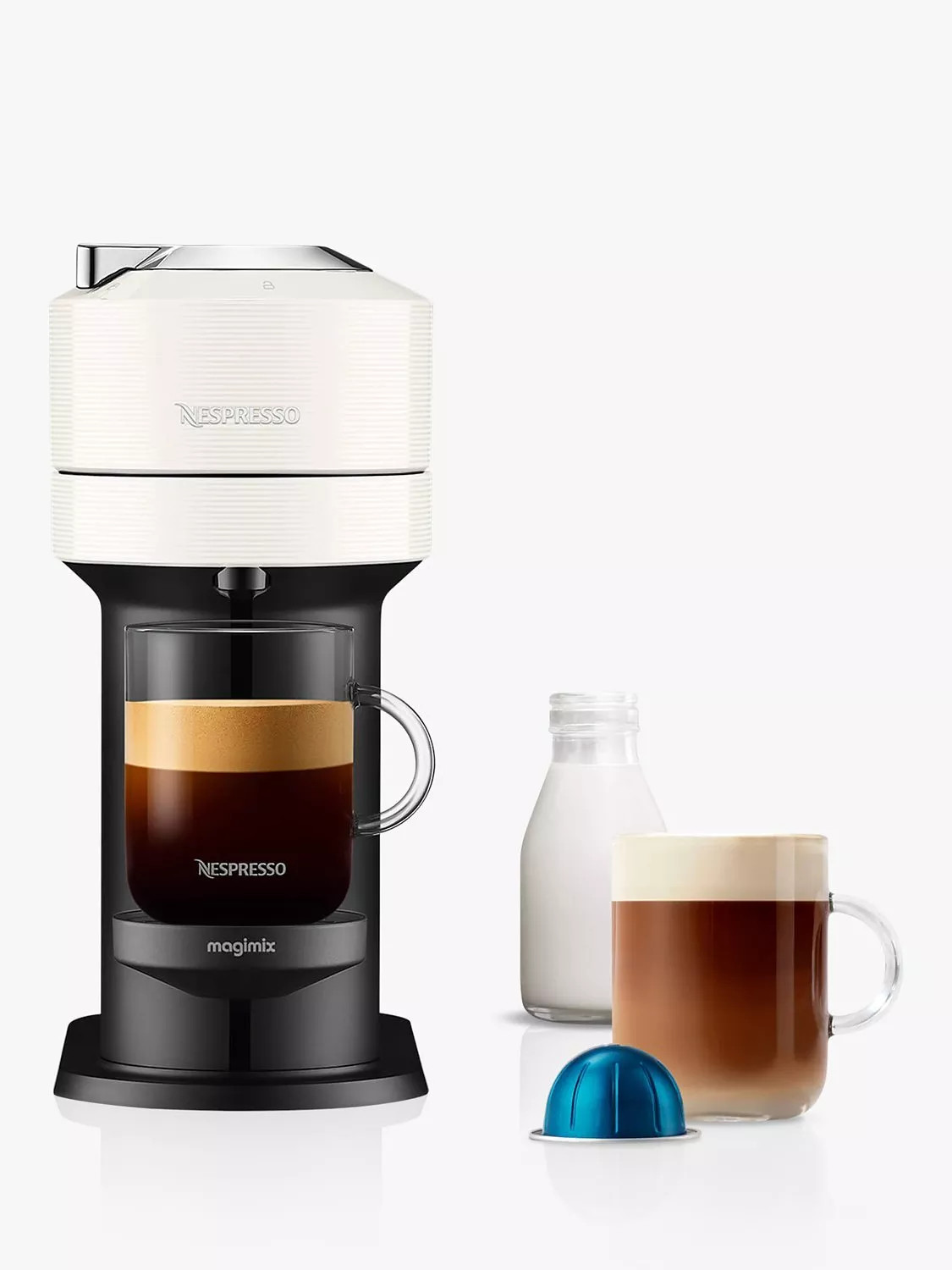 Nespresso Vertuo Next 11706 Coffee Pod Machine by Magimix, White | John Lewis (UK)