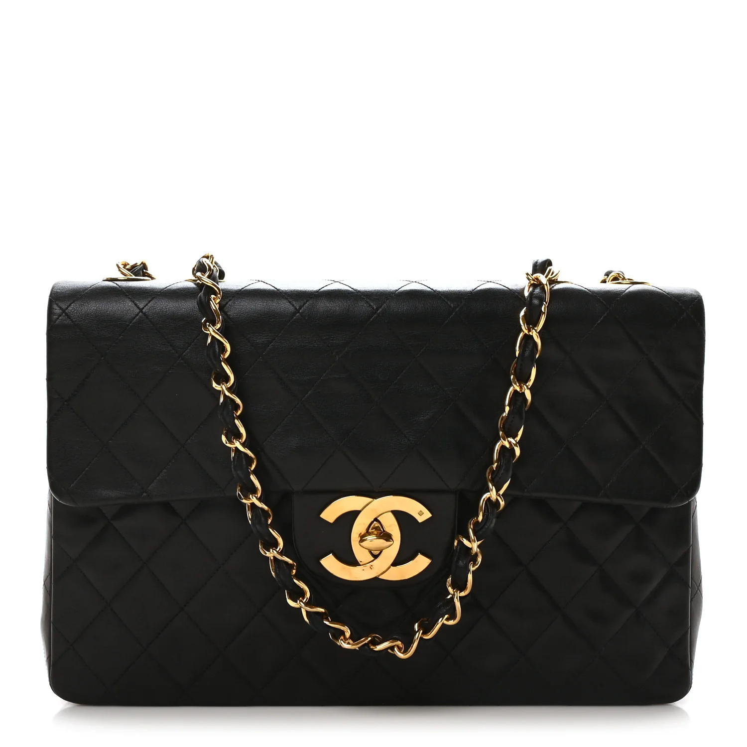 Chanel Lambskin Quilted XL Jumbo Single Flap Black 1697628 | FASHIONPHILE (US)