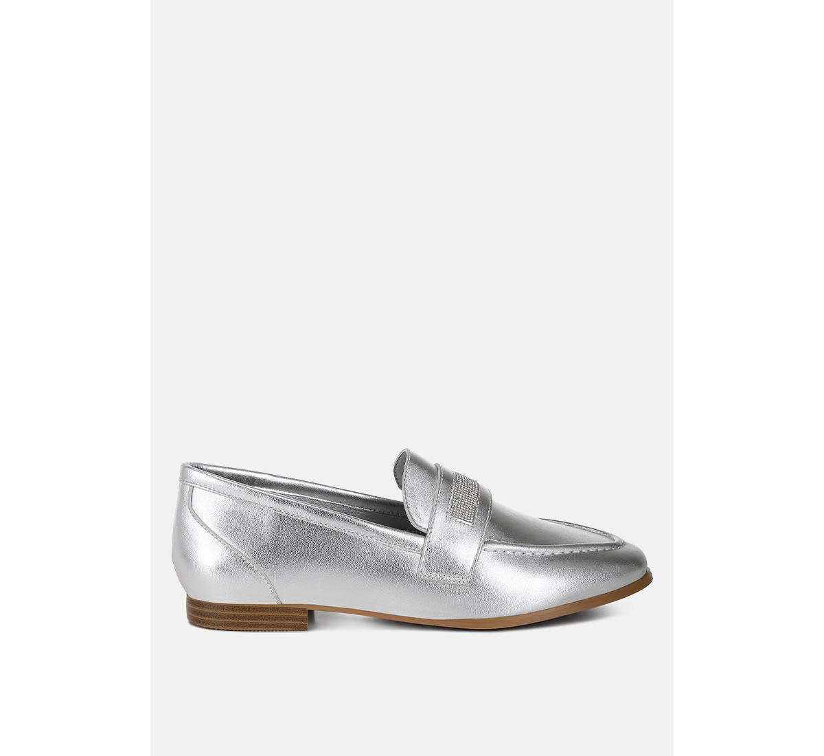Rag & Co Eden Ode Rhinestone Strap Metallic Loafers - Silver | Macy's