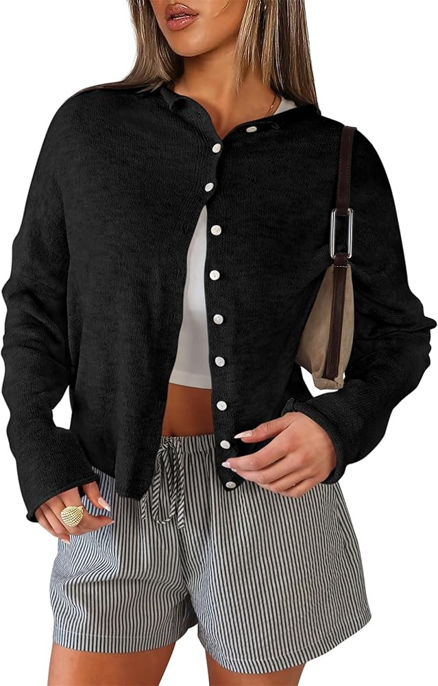 ANRABESS Cardigan Sweaters for Women Lightweight Button Down Long Sleeve Soft Y2k Trendy Casual 2... | Amazon (US)