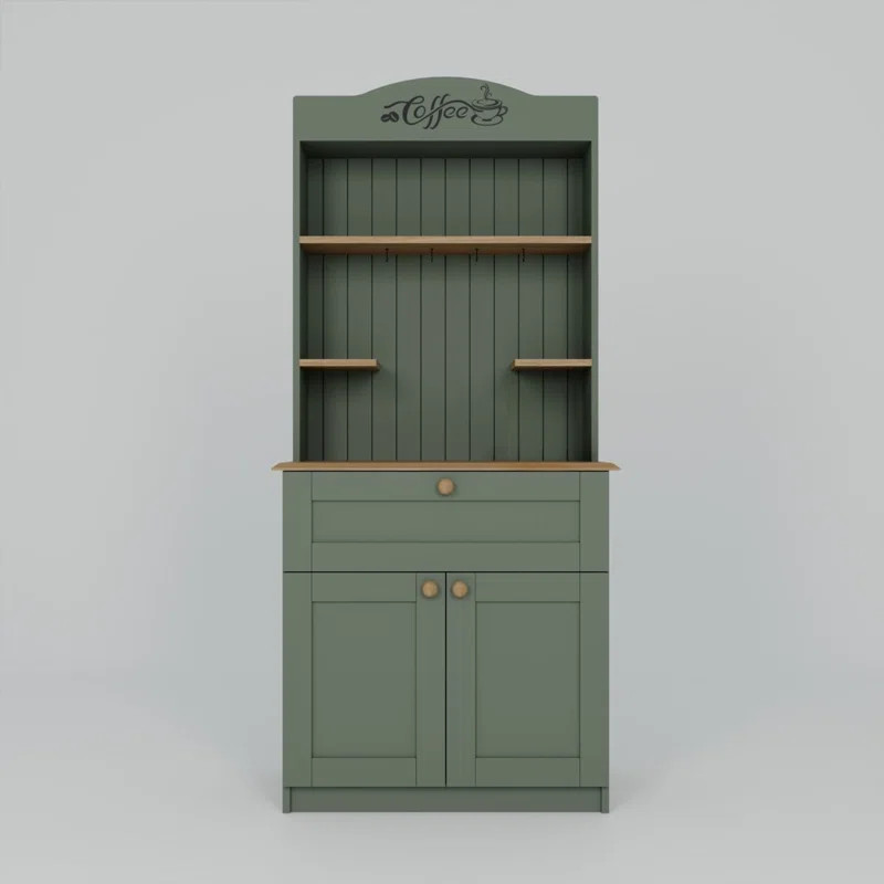 Modern Coffee Stand with Wall-Mount Option, Green, 31.5 x 70.9 x 16.5 inches | 100% Melamine Coat... | Wayfair North America