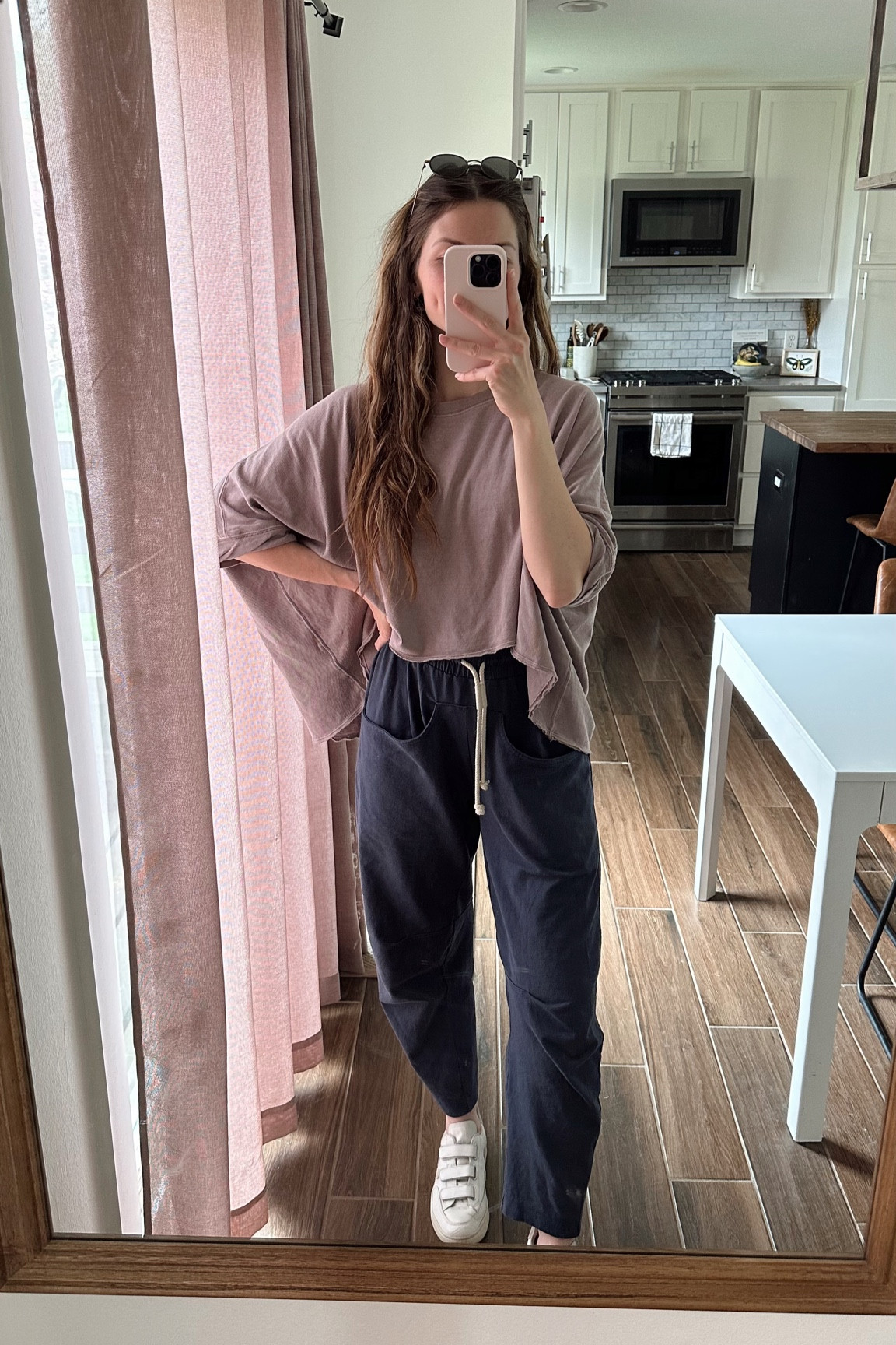 wearing a small in top and bottoms 

Spring outfit, mom outfit 