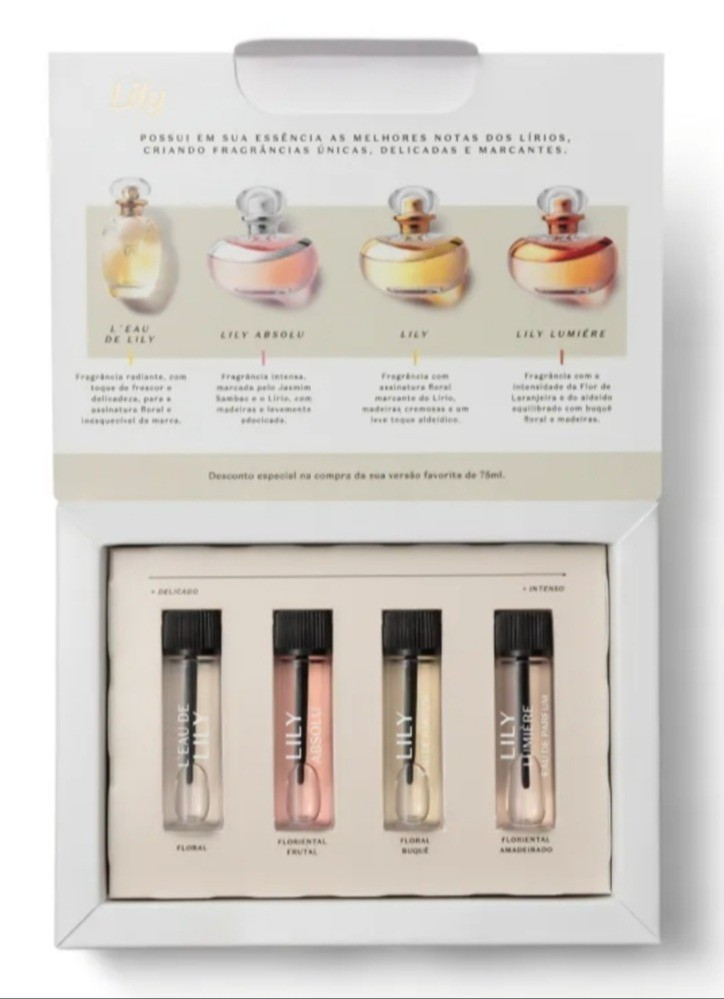 Experimente e escolha o que vai te encantar e ganhar o seu coração. Kit de experimentação Lily 4ml cada.

#LTKbrasil #LTKbeauty