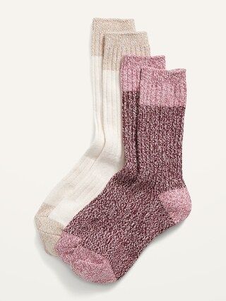 Textured Marled-Yarn Color-Block Socks 2-Pack For Women | Old Navy (US)