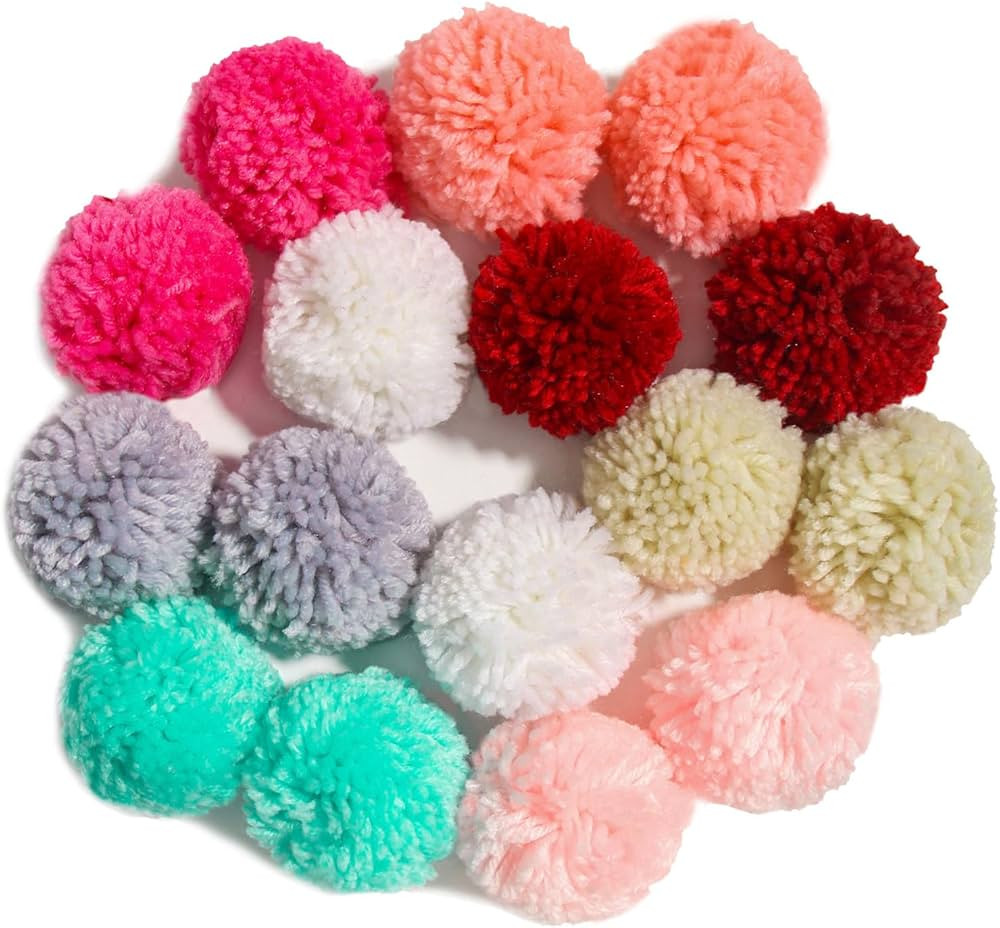 16Pcs Yarn Pom Poms-2.7 Inch Made to Order Acrylic Yarn Balls for Hats Or Party Decorations - DIY... | Amazon (US)