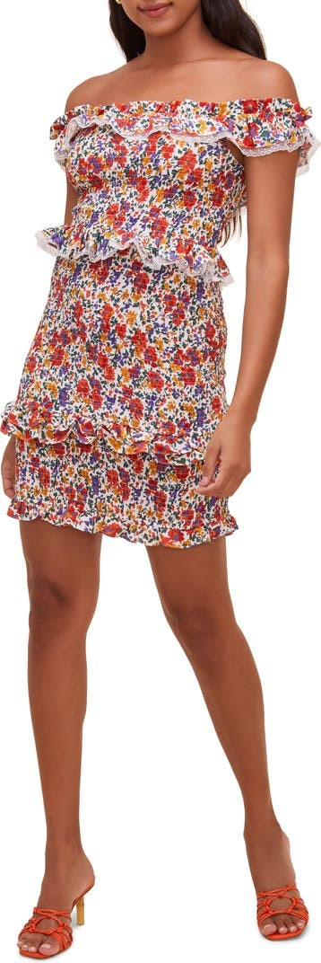 Isabel Floral Off the Shoulder Smocked Minidress | Nordstrom