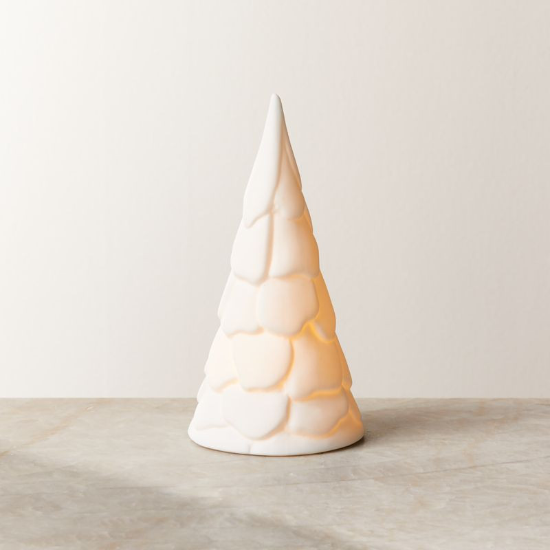 Aspen Bone China Christmas Tree Figure 6" | CB2 | CB2