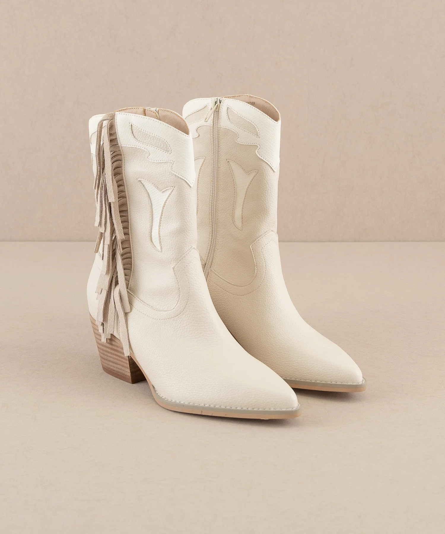 The Millie | Beige Fringe Framed Bootie | Oasis Society