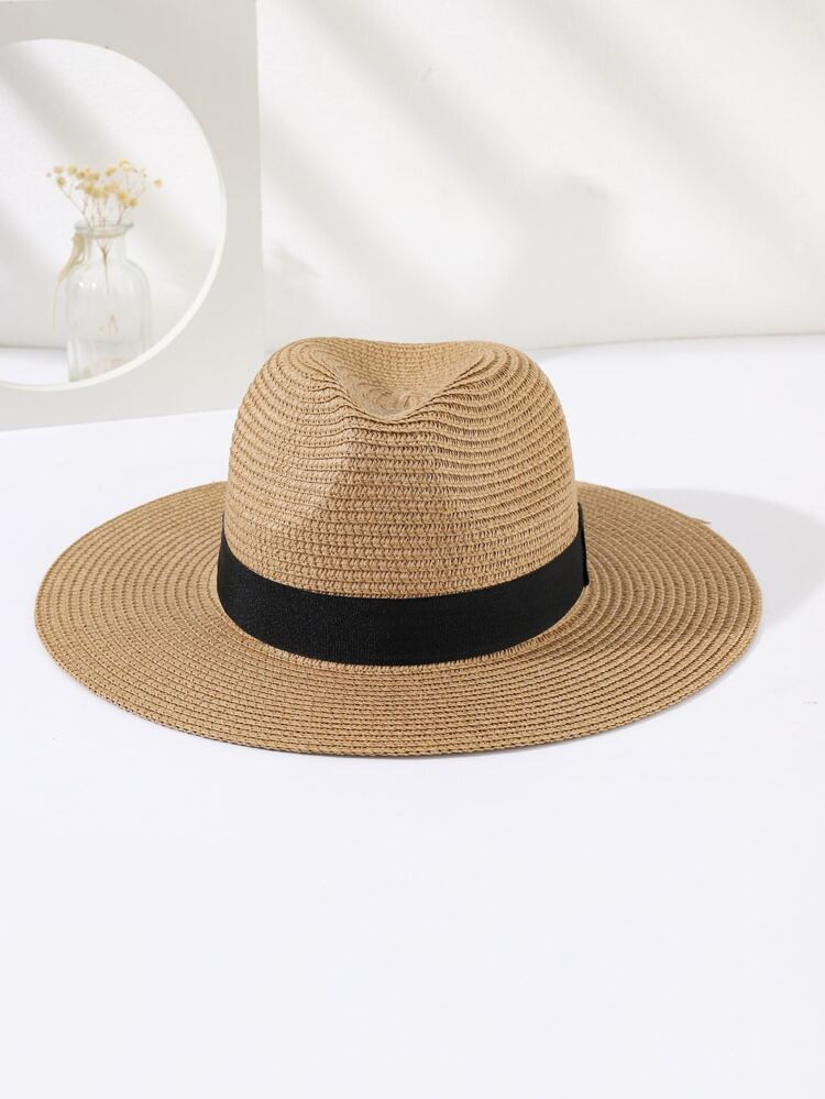 Contrast Tape Straw Hat | SHEIN