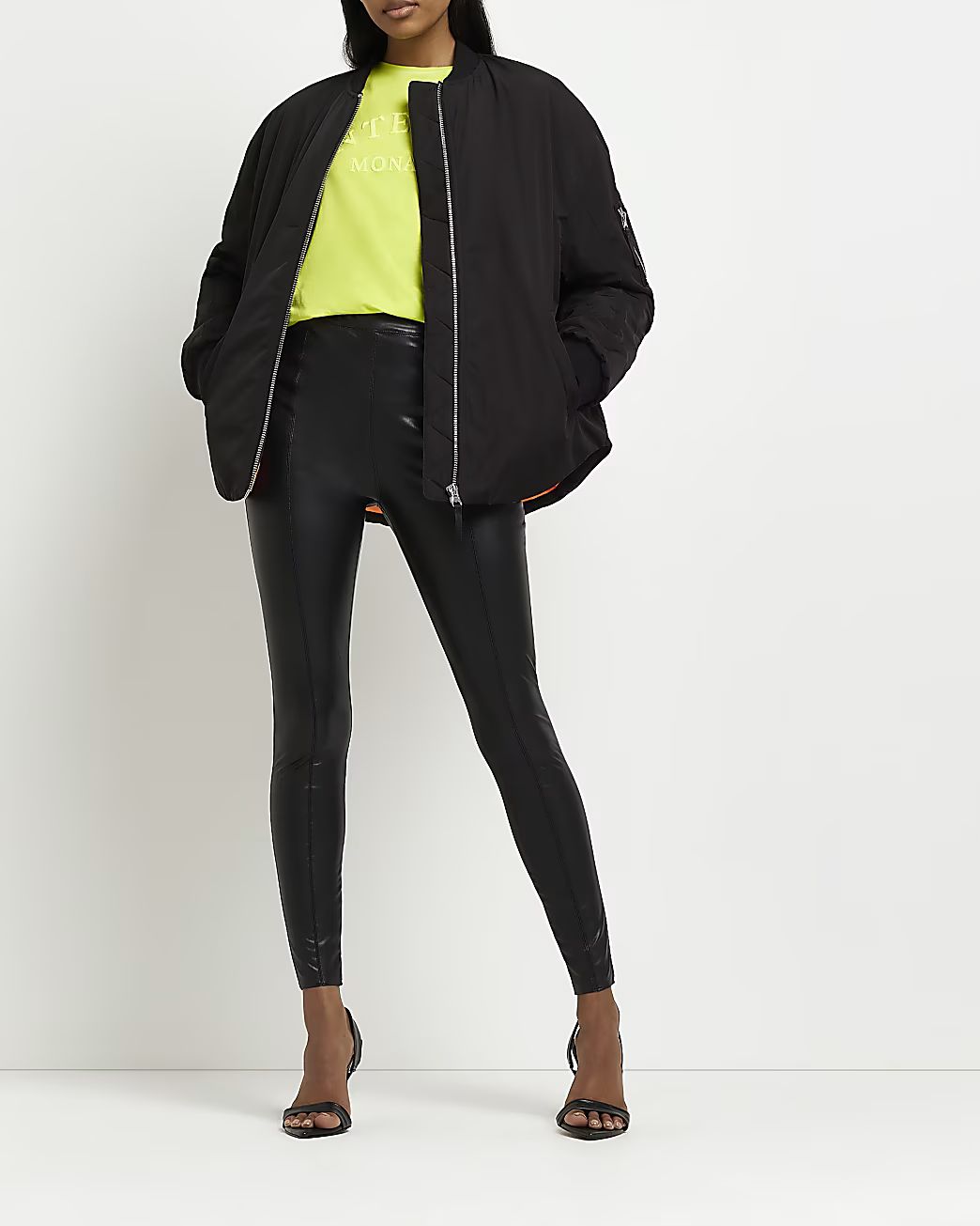 Black faux leather skinny trousers | River Island (UK & IE)