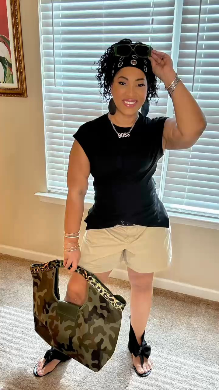 GRWM to go food hopping with my husband. This wrap around T-shirt brought the vibe along with my bowtie sandals, thick 80's style headband and green shades. Hope you liked the look! #genxootd #fashiontok #styleinspo #fitcheck 

#LTKgrwm #LTKMidsize #LTKOver40