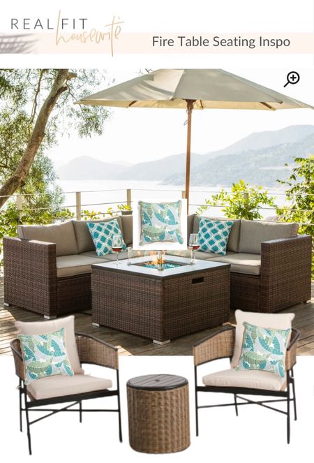 This outdoor fire table + couch and chairs looks so cozy for sitting by the fire and making s’mores!  Outdoor furniture is where we live all summer long 💗

#LTKFind #LTKhome #LTKSeasonal