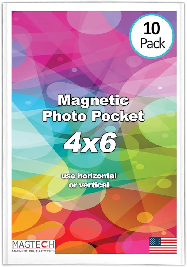 Magtech Magnetic Photo Pocket Picture Frame, White, Holds 4 x 6 Inches Photos, 10 Pack (14610) | Amazon (US)