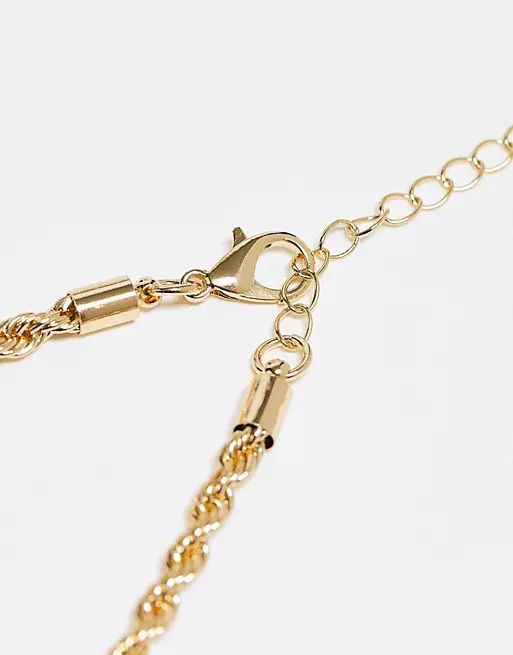 ASOS DESIGN pack of 2 necklaces with chunky rope chain and rectangle chain in gold tone | ASOS | ASOS (Global)