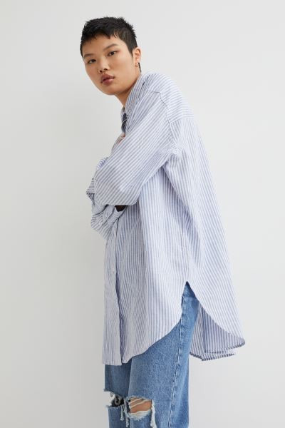 Oversized linen-blend shirt | H&M (UK, MY, IN, SG, PH, TW, HK)