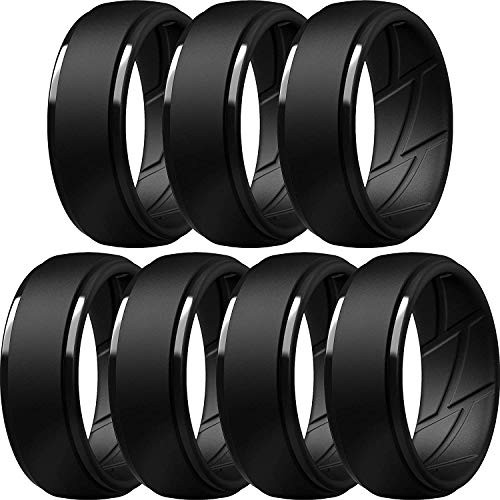 ThunderFit Silicone Rings for Men, Breathable Air Flow Grooves Rubber Wedding Bands 10mm Wide 2.5... | Amazon (US)