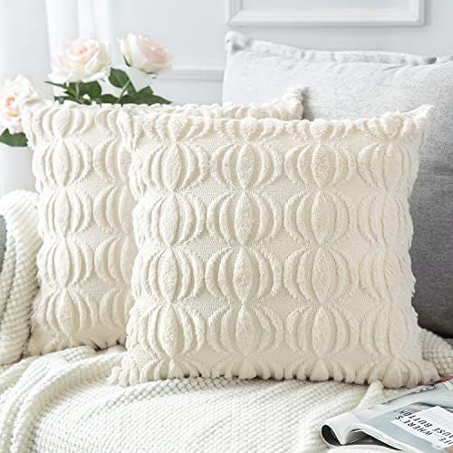 OTOSTAR Pack of 2 Soft Plush Short Wool Velvet Decorative Throw Pillow Covers Luxury Style Cushion C | Amazon (US)