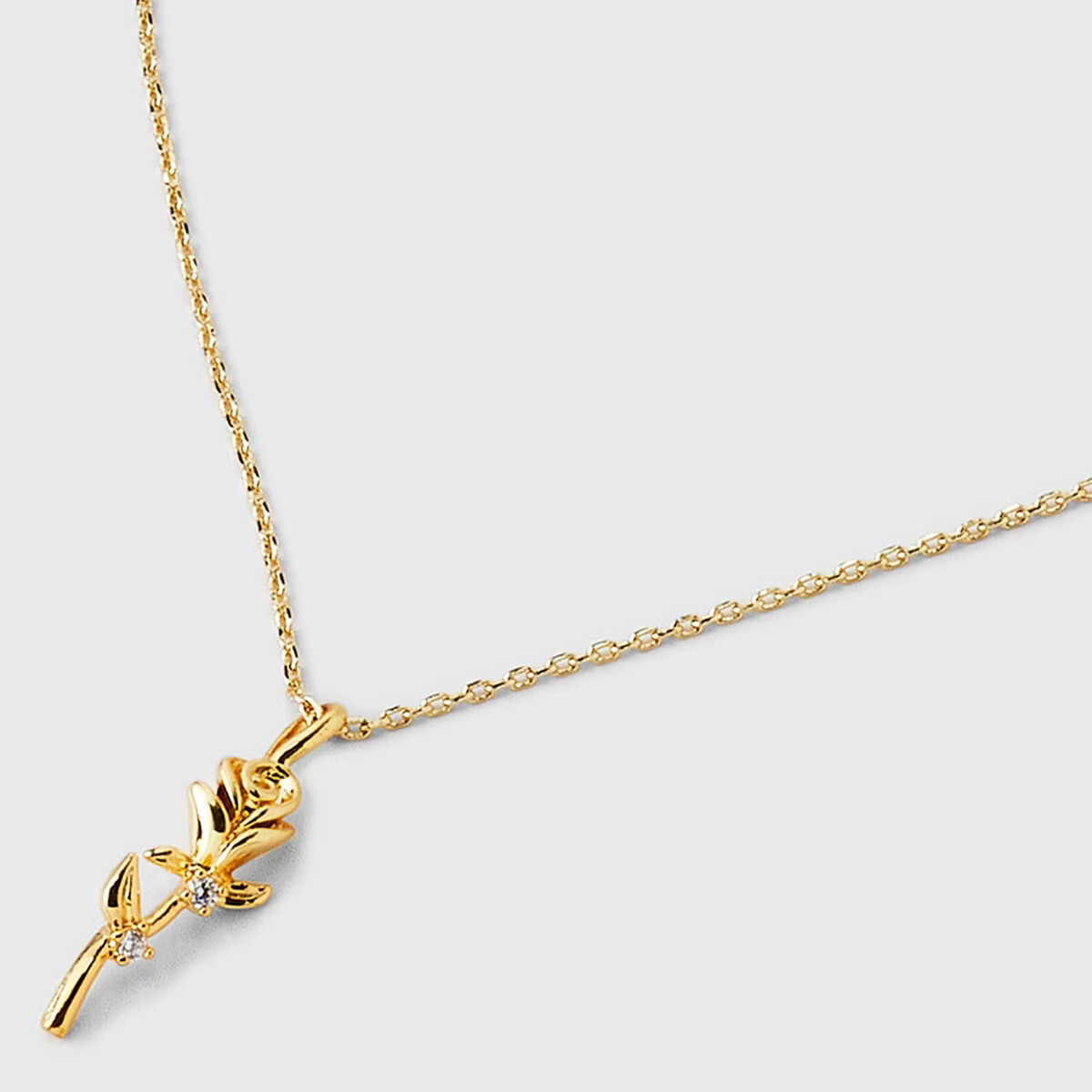 14K Gold Plated Rose Pendant Necklace - A New Day™: Brass, Cubic Zirconia, 16" Length, Lobster ... | Target