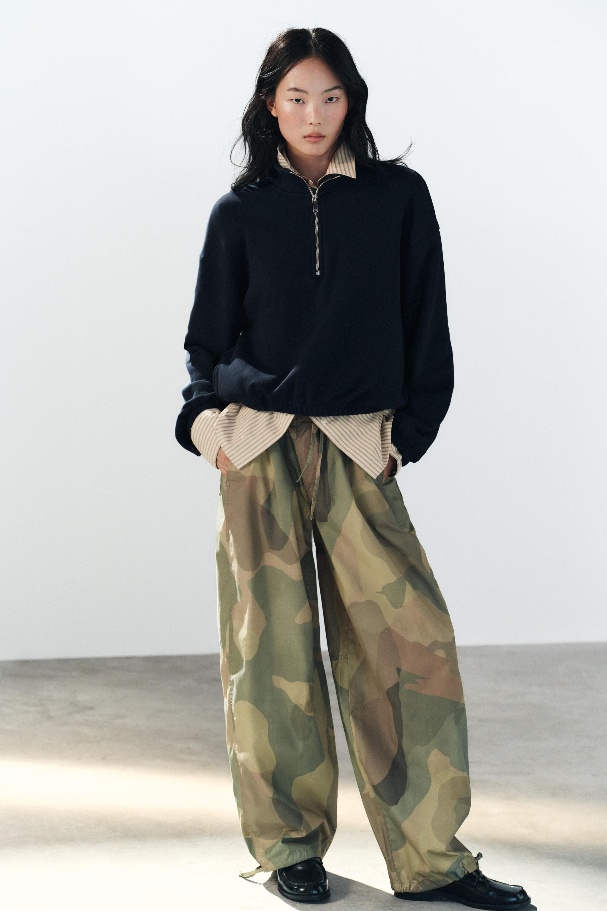 PRINTED WIDE-LEG TROUSERS WITH DRAWSTRINGS | Zara UK