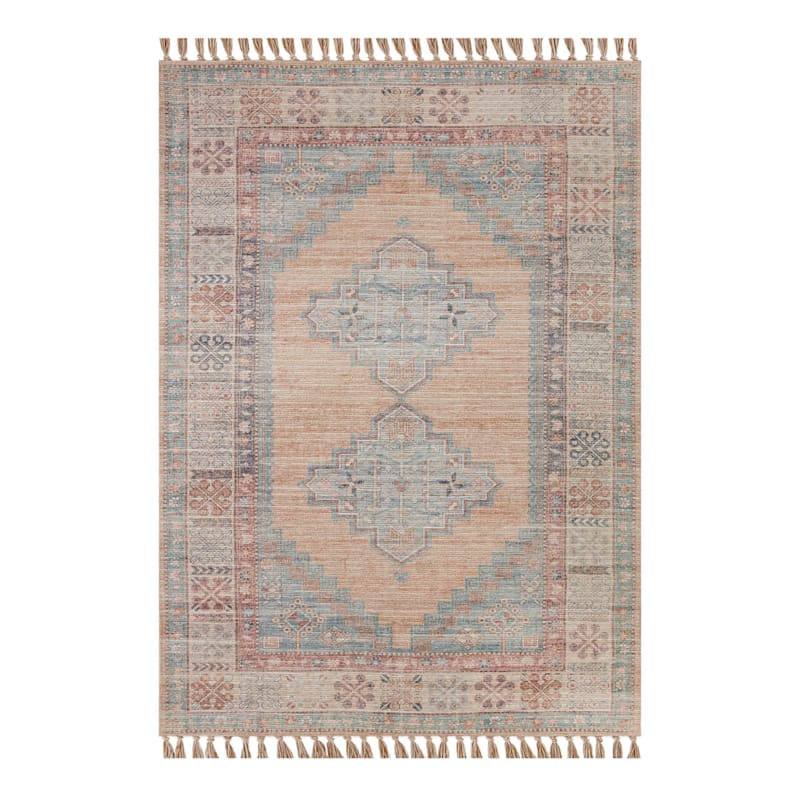 (E336) Honeybloom Anna Vintage Medallion Fringe Outdoor Area Rug, 5x7 | At Home