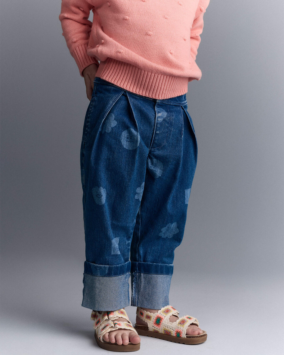 Toddler Girl Character Print Cuffed Pleat Pant in Denim - Blue - Otter Avenue | Carter's | Carter's Inc