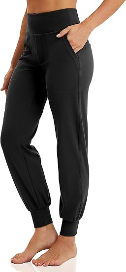 VOOVEEYA Women's Joggers Yoga Pants with Pockets High Waisted Tapered Lounge Pants Tummy Control | Amazon (US)