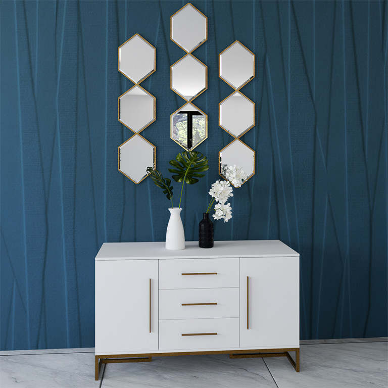 Ember Interiors Briar 47" Modern Dining Room Storage Sideboard, White Finish - Walmart.com | Walmart (US)