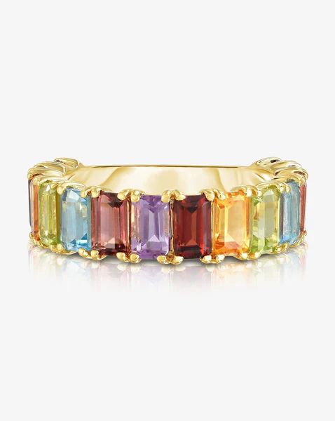 Emerald Cut Rainbow Gemstone Ring | Ring Concierge