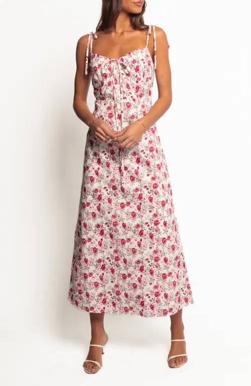 Petal & Pup Imelda Tie Strap Midi Dress in Rose Print at Nordstrom, Size Medium | Nordstrom