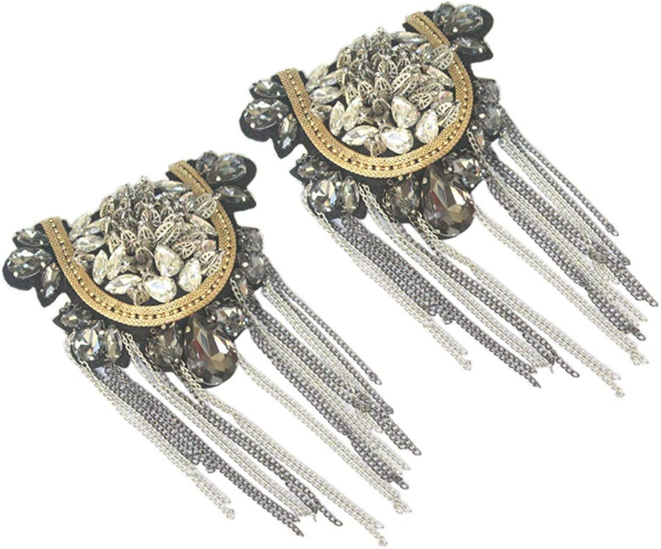 Zthread Crystal Beaded Chain Shoulder Epaulet Women Girls Brooch Boards Badge Stage Dress Medal A... | Amazon (US)