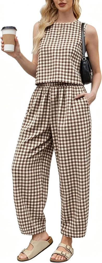 Womens Gingham 2 Piece Summer Matching Sets | Amazon (US)