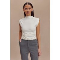 Ellia High Neck Sleeveless Top - White | MESHKI US