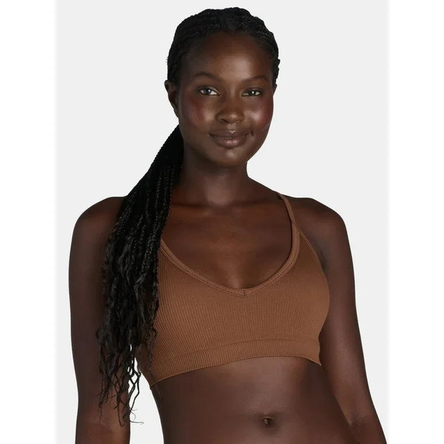 No Boundaries Seamless Ribbed Triangle Bralette, Women’s and Women’s Plus | Walmart (US)