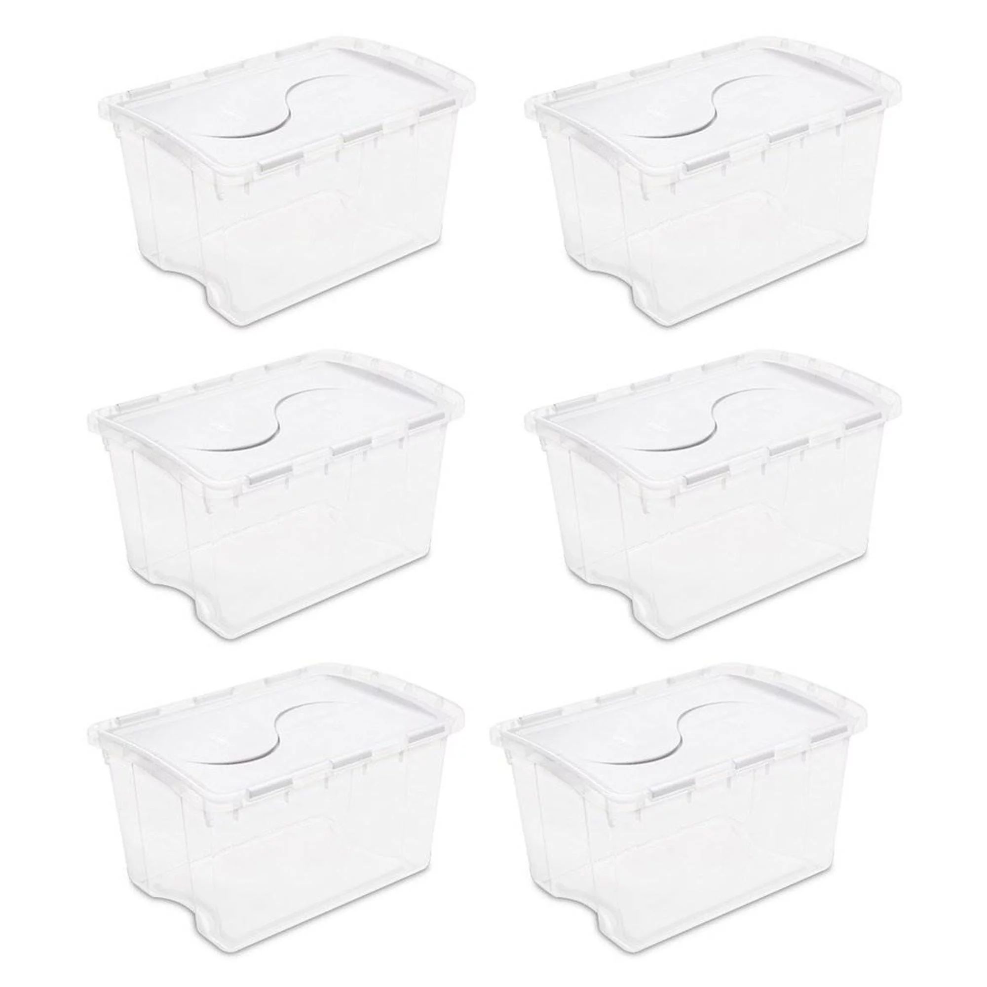 Sterilite 48 Qt Plastic Storage Bin w/Hinged Lid & Handles, Clear (6 Pack) - Walmart.com | Walmart (US)