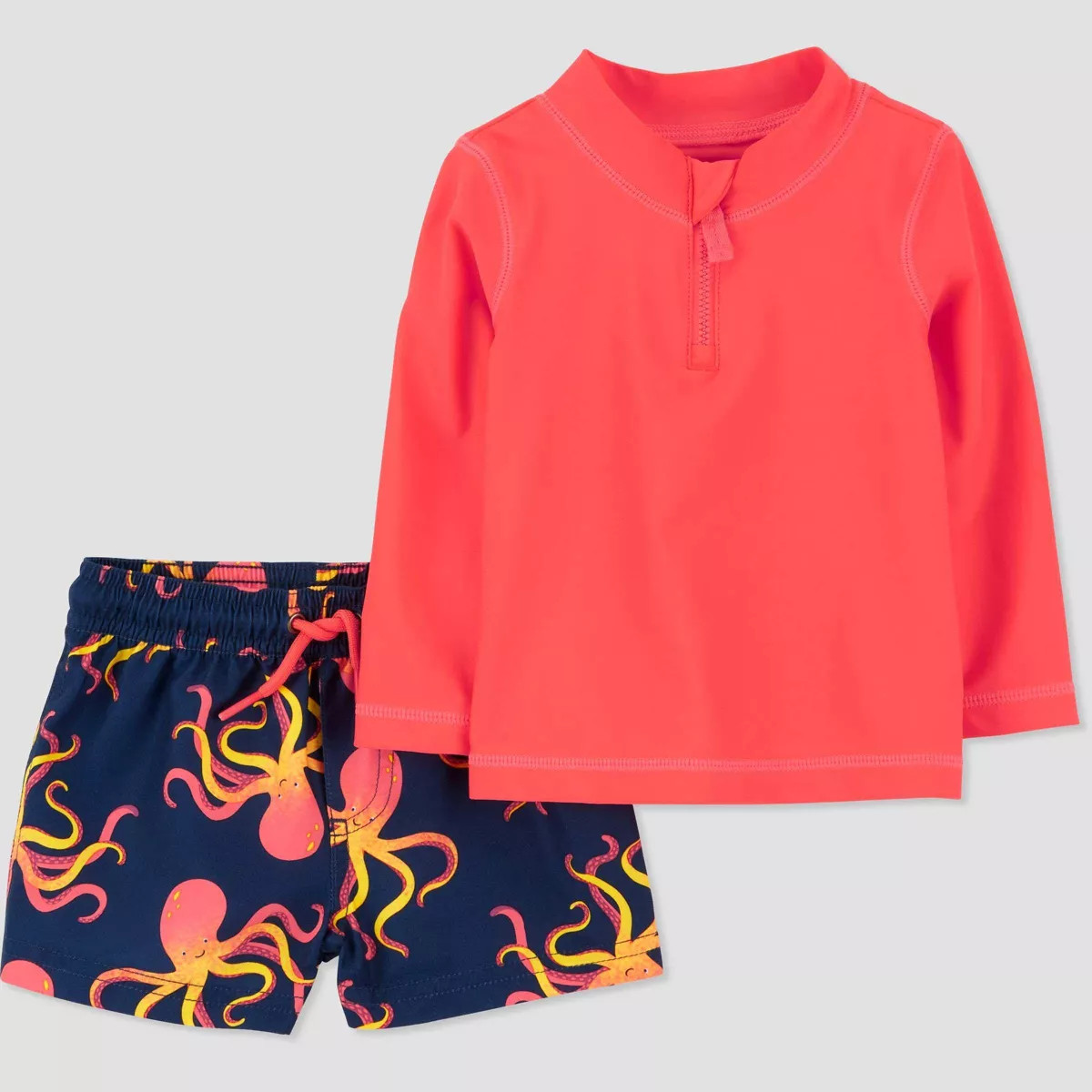 Carter's Just One You®️ Baby Boys' Long Sleeve Octopus Printed Rash Guard Set - Orange | Target