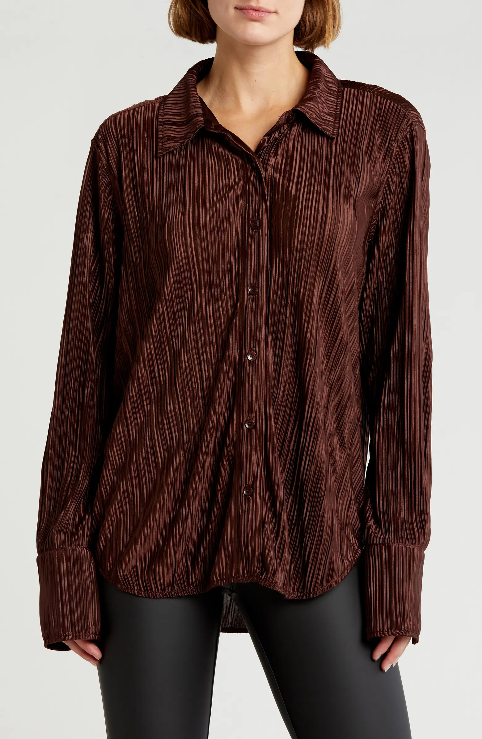 Good American Plissé Button-Up Shirt | Nordstromrack | Nordstrom Rack