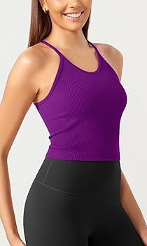 ODODOS Women's Crop 3-Pack Washed Seamless Rib-Knit Camisole Crop Tank Tops | Amazon (US)