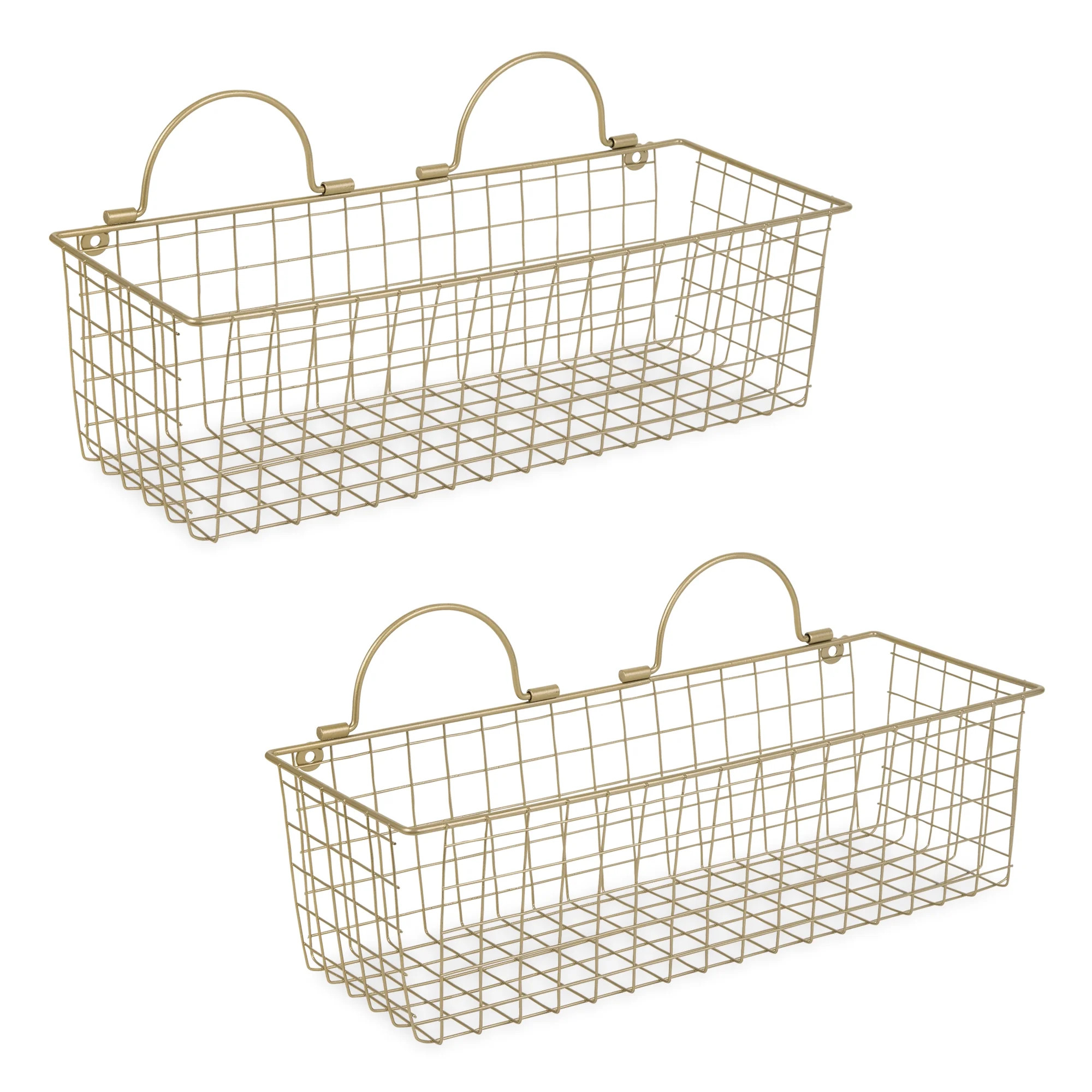 Medium Gold Wire Wall Basket (Set of 2) | Walmart (US)