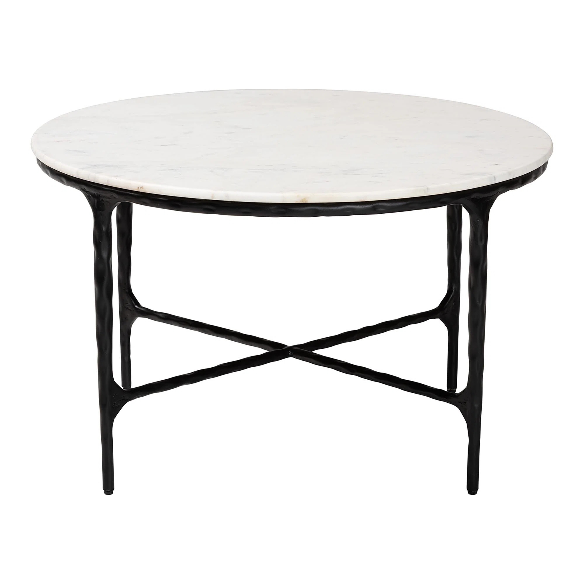 Baxton Studio Roesler Marble Coffee Table - Modern Rustic Accent Table with Hand-Forged Metal Fra... | Wayfair North America