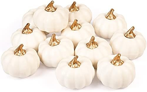 Amazon.com: Whaline Artificial Pumpkins Bulk Vintage White Pumpkin Harvest Lifelike Pumpkin Fake ... | Amazon (US)