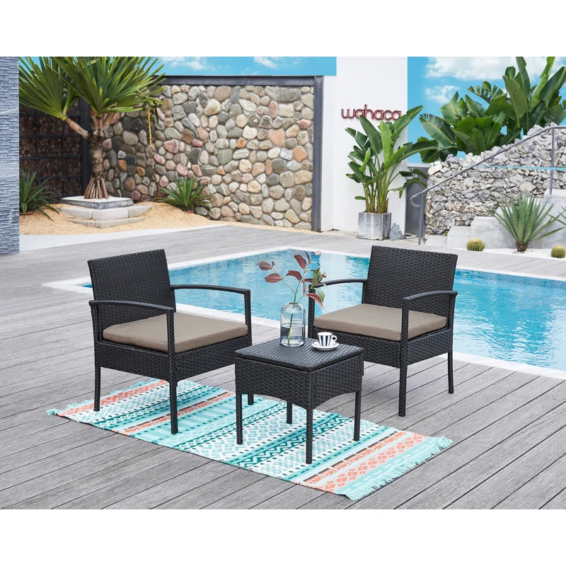 Polyethylene (PE) Wicker 2 - Person Seating Group with Cushions | Wayfair North America