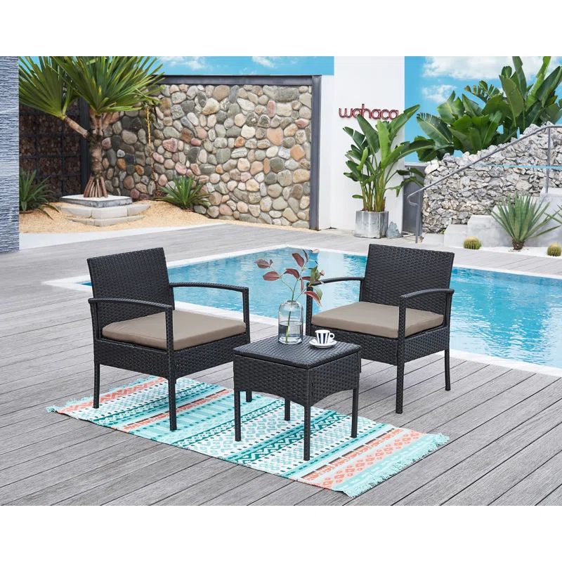 Polyethylene (PE) Wicker 2 - Person Seating Group with Cushions | Wayfair North America