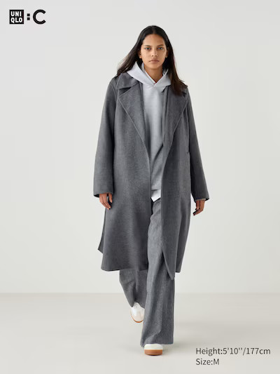 Women's Wool Blend Wrap Coat | UNIQLO UK | UNIQLO (UK)