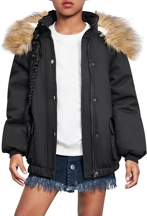 Arshiner Kids Girls Winter Coats Warm Thick Padded Hooded Fleece Lined Puffer Parka Jacket | Amazon (US)