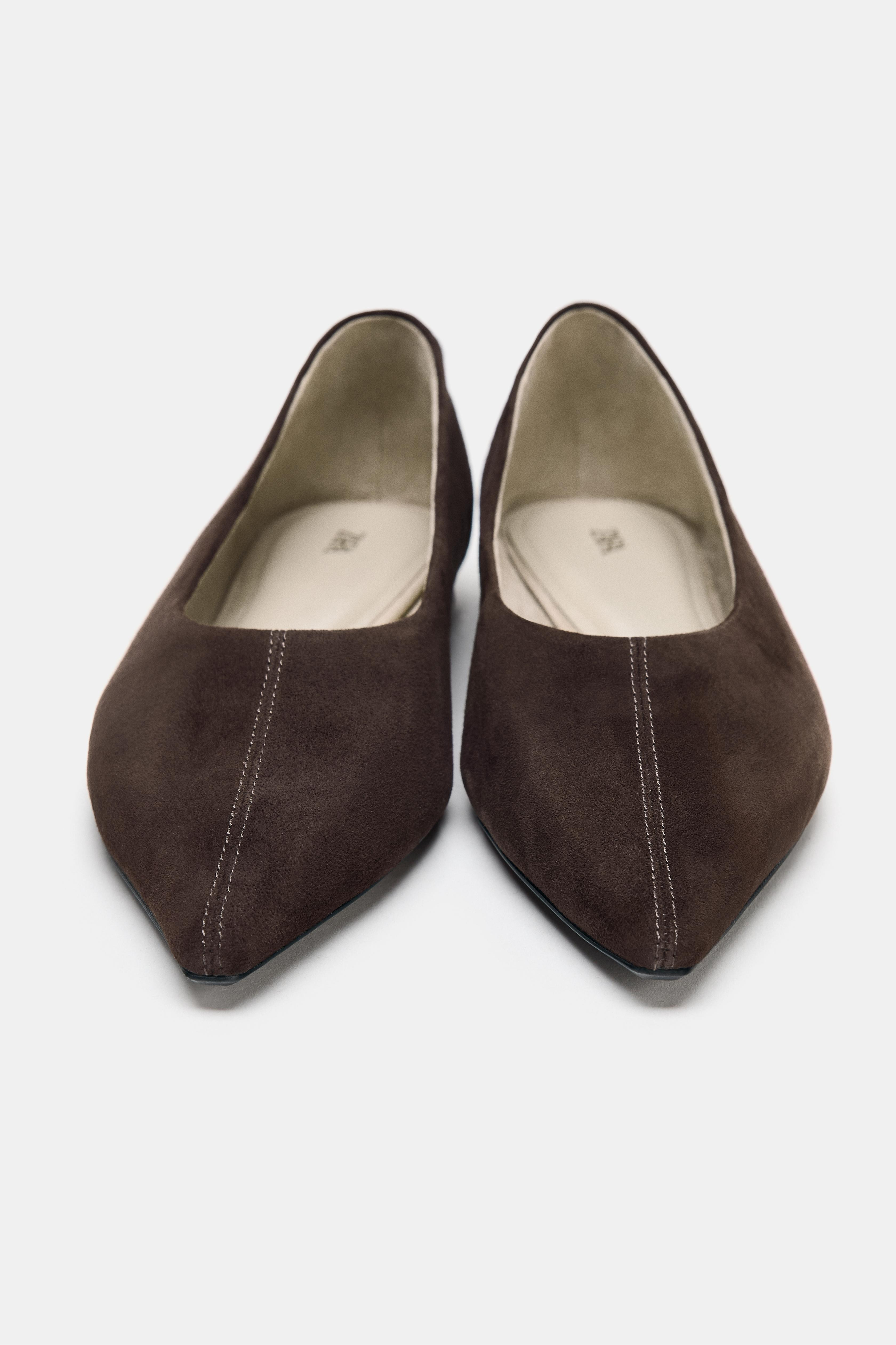 SUEDE POINTED BALLET FLATS | Zara US