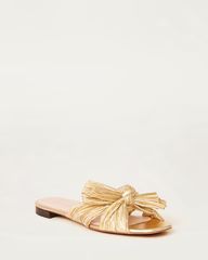 Daphne Pleated Gold Bow Slide | Loeffler Randall