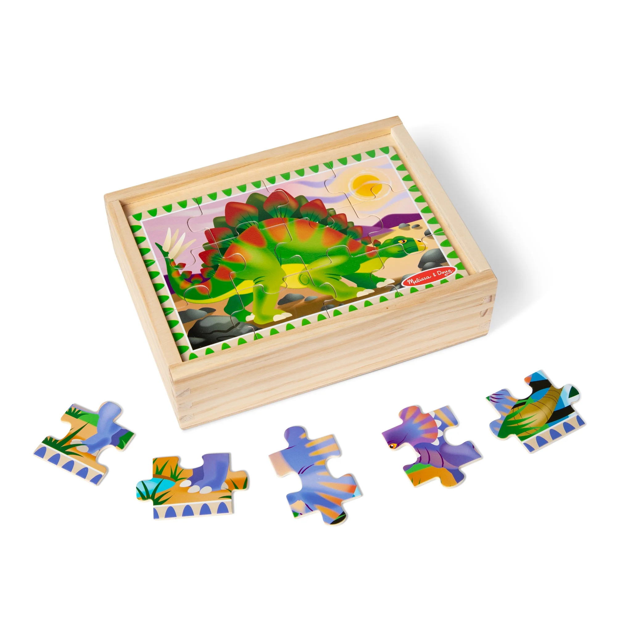 Melissa & Doug Dinosaurs 4-in-1 Wooden Jigsaw Puzzles in a Storage Box (48 pcs) - FSC Certified | Walmart (US)