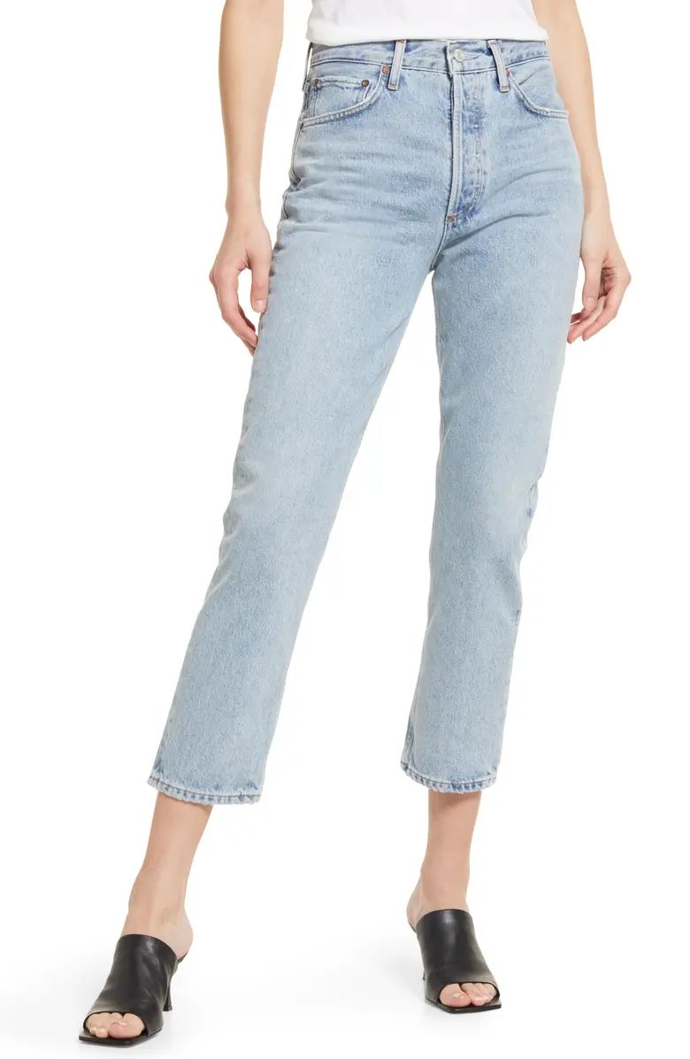 Riley High Waist Crop Straight Leg Organic Cotton Jeans | Nordstrom